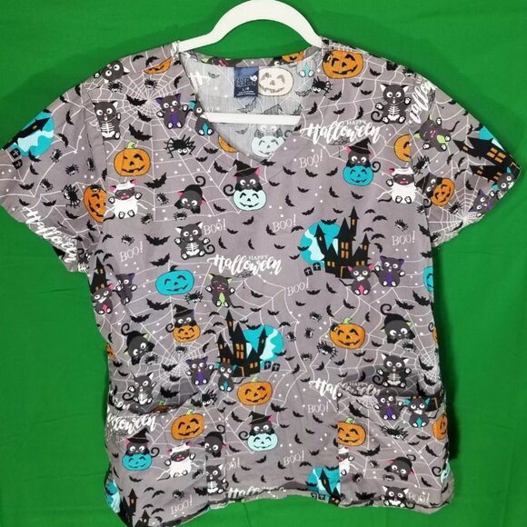 ZOE + CHLOE Happy Halloween Scrub Top Style# Z12202 Women's Size Large - Picture 1 of 5